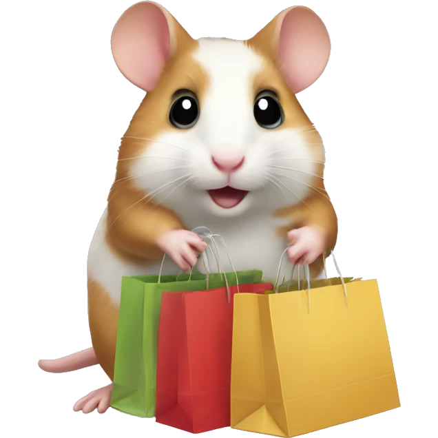 Hamster with shopping bags emoji