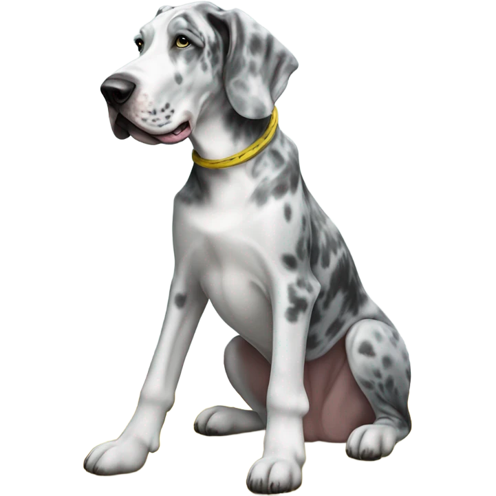 Blue Merle Great Dane eating a banana emoji