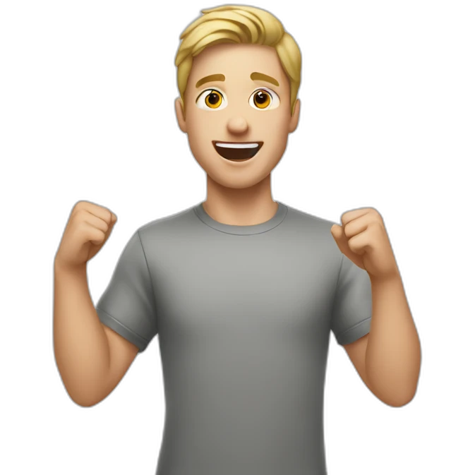 a young white man cheering emoji