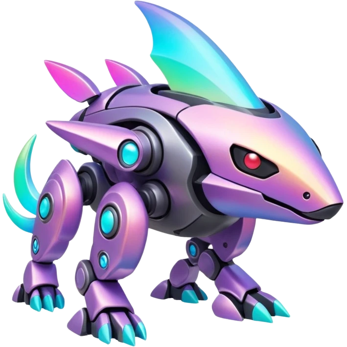 Mechanical Nebulae Pastel Hot Exotic Lush Warm Cute Adorable Colorful Shiny Iridescent Futuristic Modern Cybernetic Protogen-Fakémon-Pokémon-creature-fusion (full body) emoji