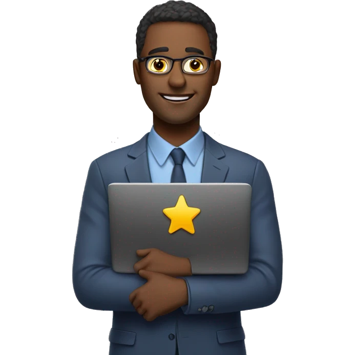 man with laptop rate with 5 stars emoji