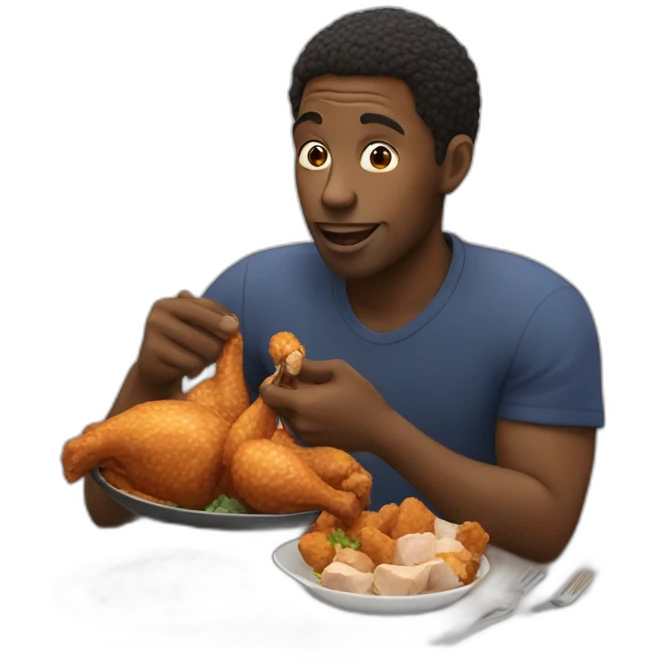 Black man eating chicken emoji