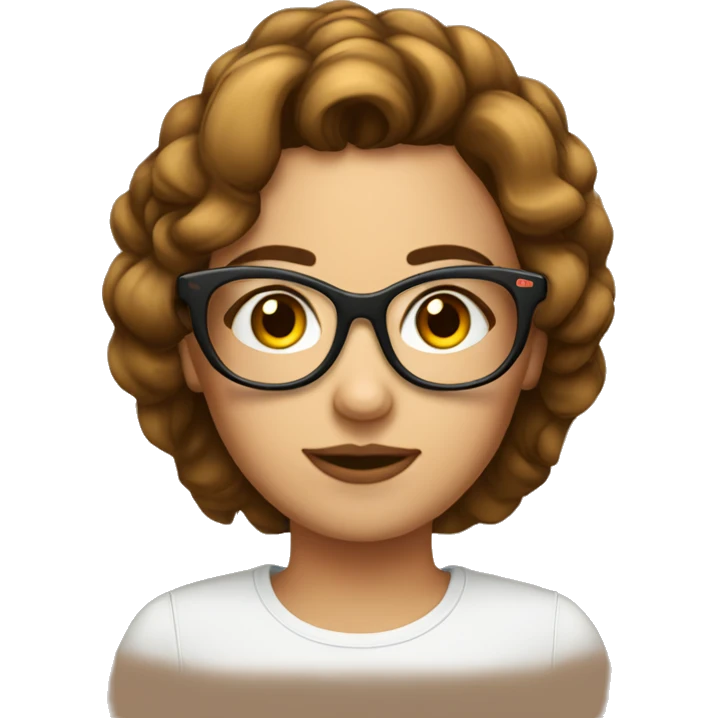 FEMME AVEC LUNETTES CHEVEUX COURTS yeux brun emoji