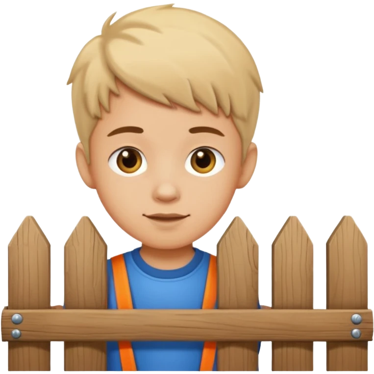 Cute boy working on fence  emoji