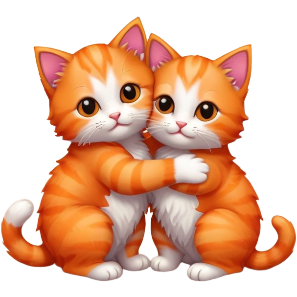 two hugging kittens on sunset emoji