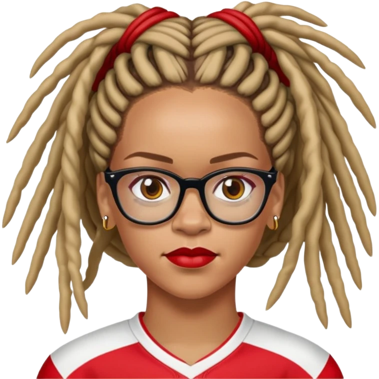 Rihanna soccer mom dreadlocks island red and white jersey eyeglasses emoji