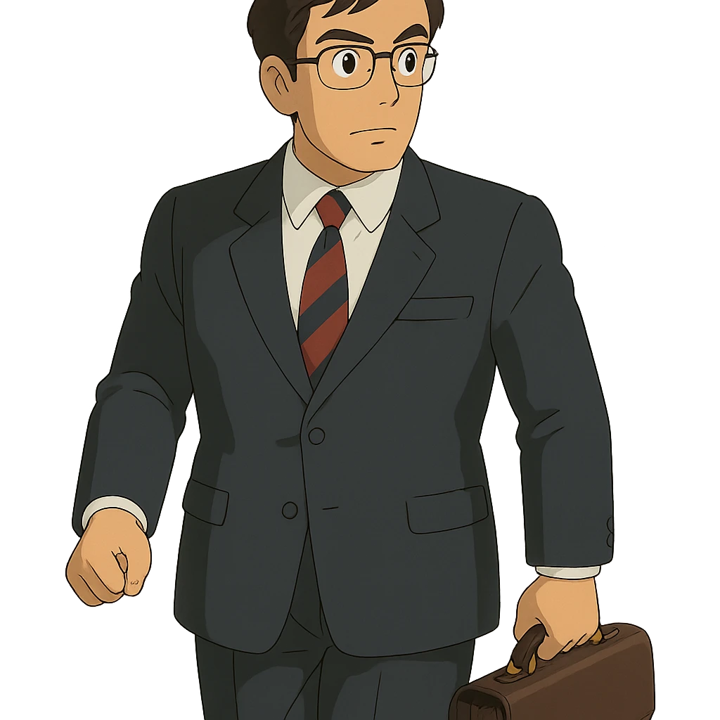 businessman in a suit, ghibli style emoji