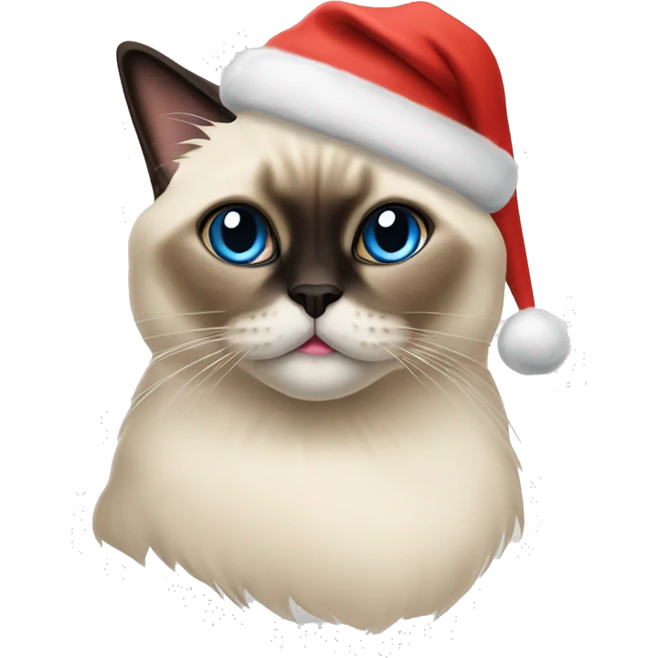 Himalayan Siamese Cat with a Christmas hat on emoji