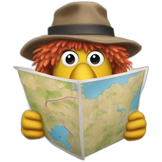 fraggle spy with a big map emoji