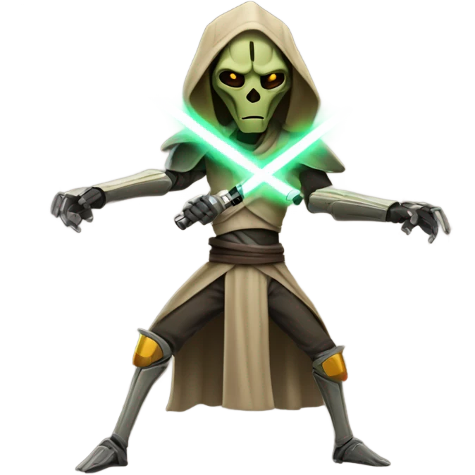 General grevious with four light sabers spinning  emoji
