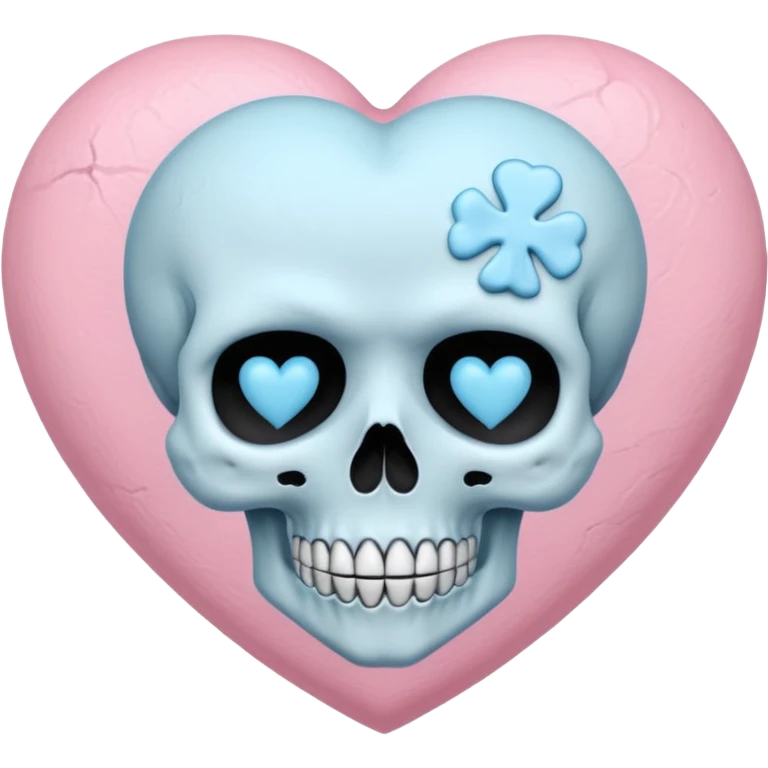 pastel goth heart with baby blue skull emoji
