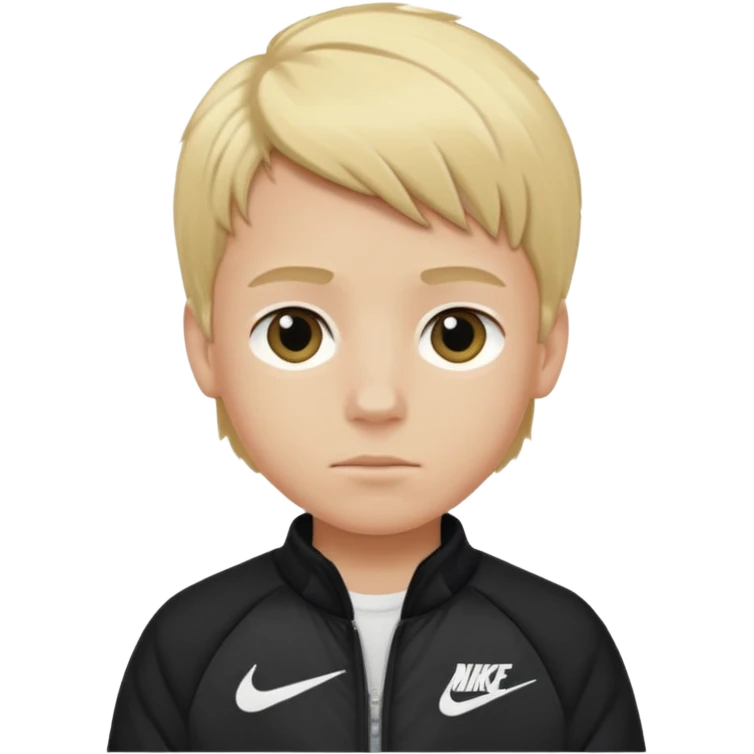 A boy with blond hair wearing a Nike jacket emoji