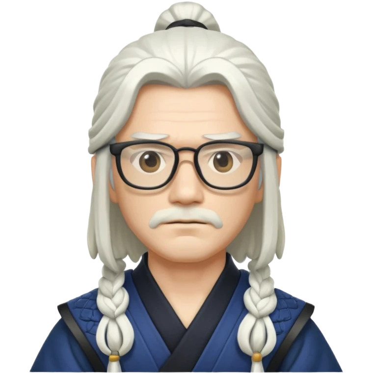 white long hair samurai with glasses emoji