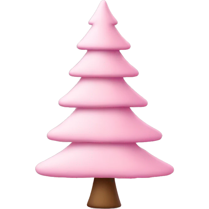 Light pink skinny Christmas tree with no ornaments and completely pink emoji