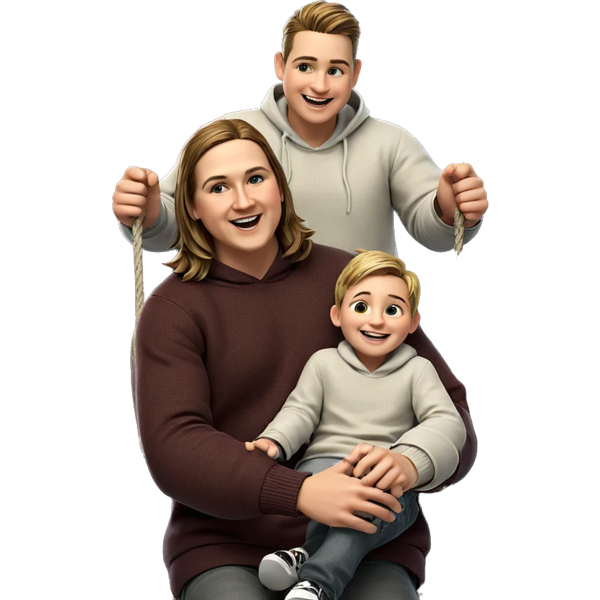 smiling boys on a swing emoji