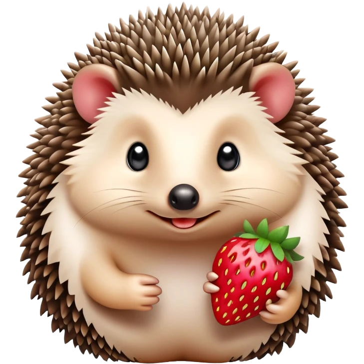 Cute hedgehog with a strawberry emoji
