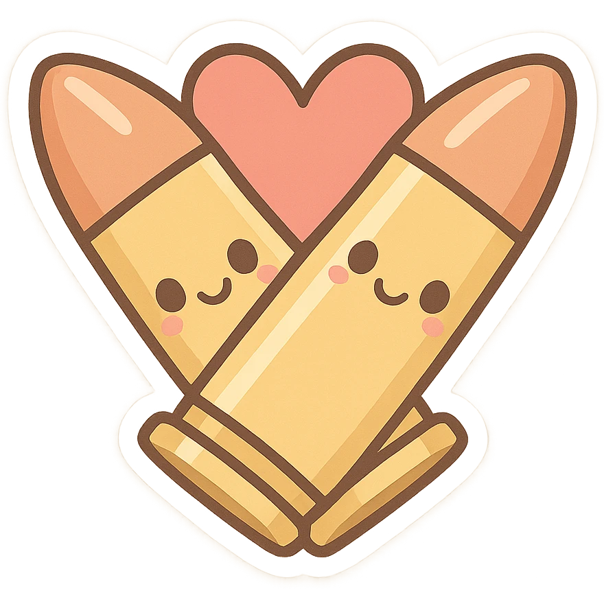 two bullets crossing to form a heart, cartoon style emoji
