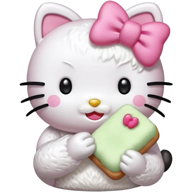 Hello Kitty, eating mochi emoji