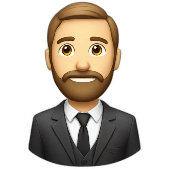 a man with a beard in a suit with a pencil behind his ear emoji