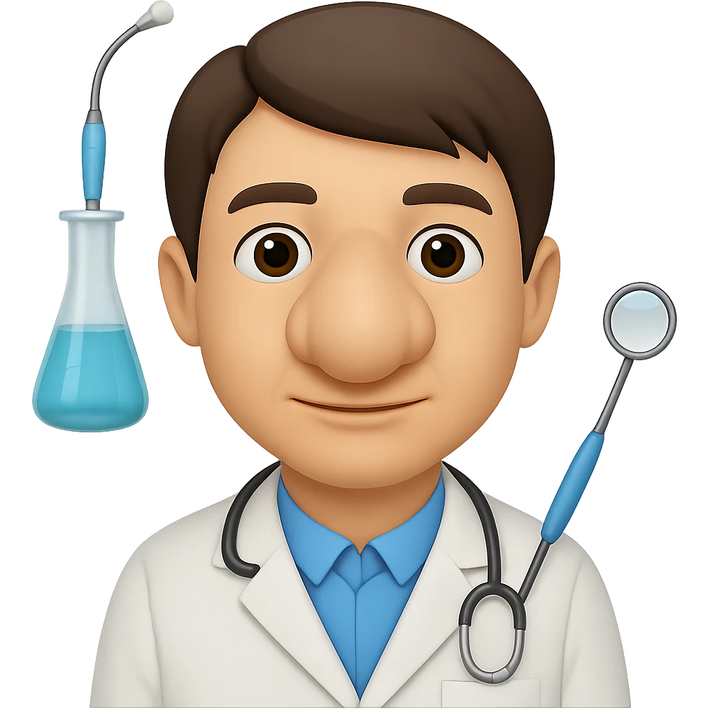 Make the dentist's nose much bigger. The original style is emoji style, but since emoji style does not support editing, use the general style editor to keep the emoji look and make the nose bigger with transparent background. emoji