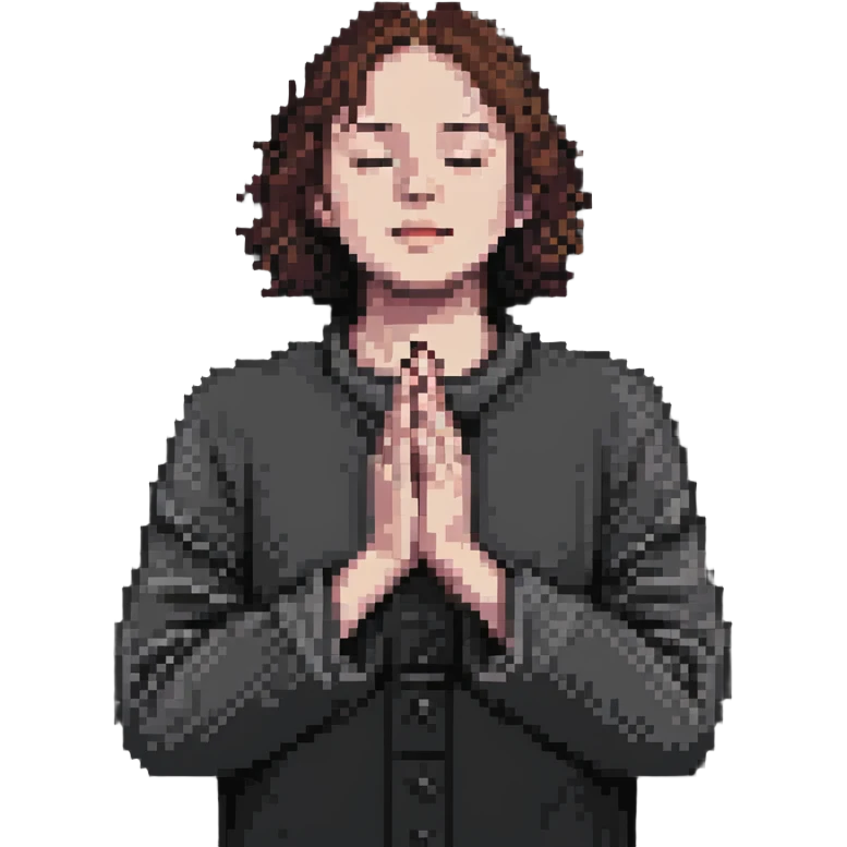 person with hands folded in prayer, looking upward emoji