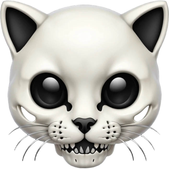 Dark Cute Cat skull black silver  emoji
