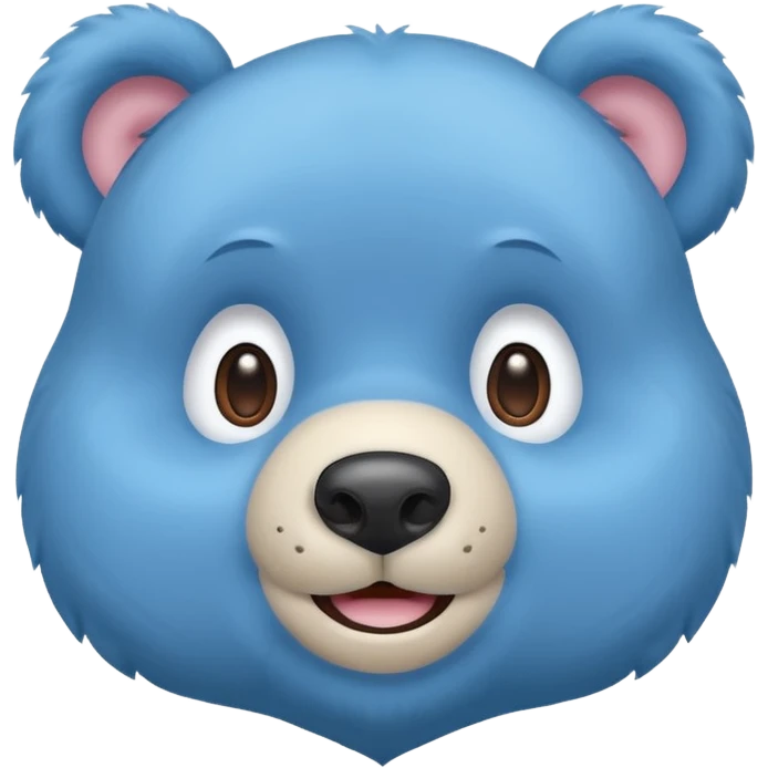 Blue bear  smiling. Just face. emoji