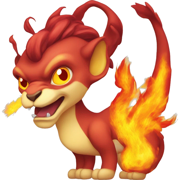red and yellow chimera with fire emoji