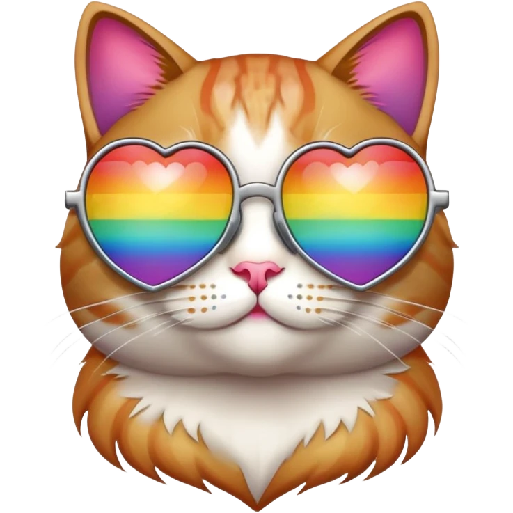 Cat wearing rainbow heart-shaped sunglasses emoji