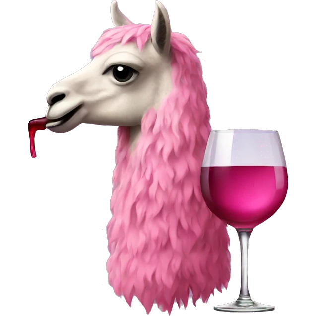 Pink llama drinking wine  emoji
