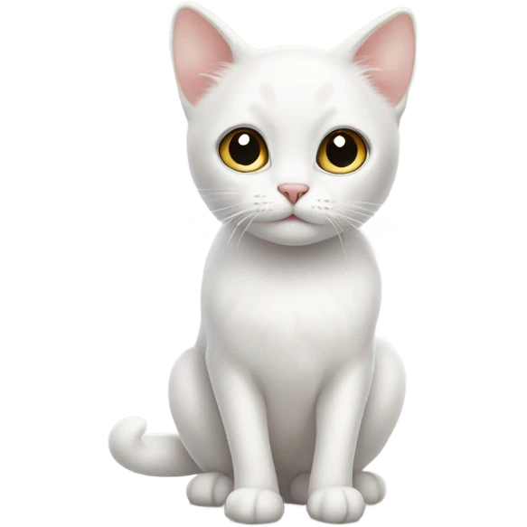 White cat with big eyes and cream speckles  emoji