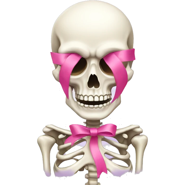 Skeleton with pink ribbon emoji