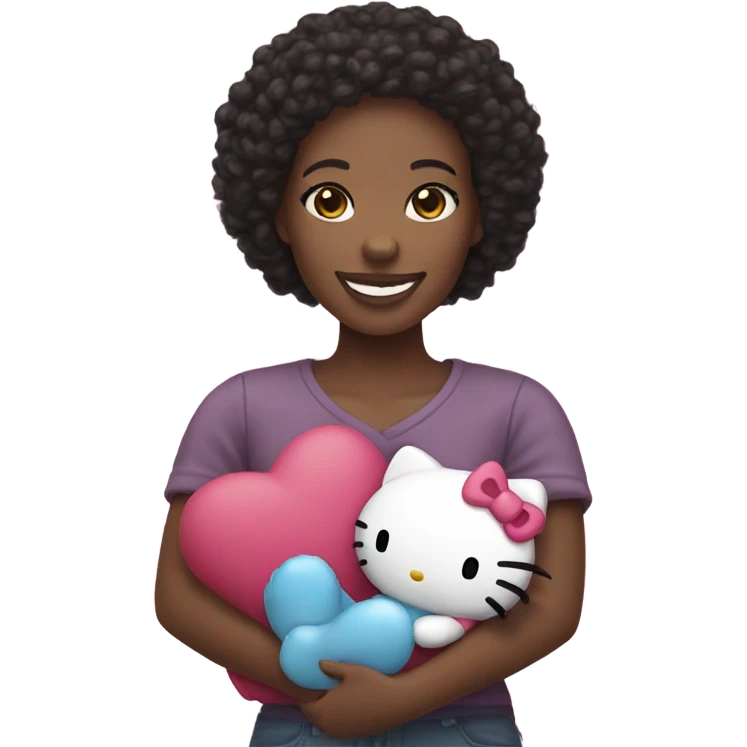 Black lady with hello kitty emoji