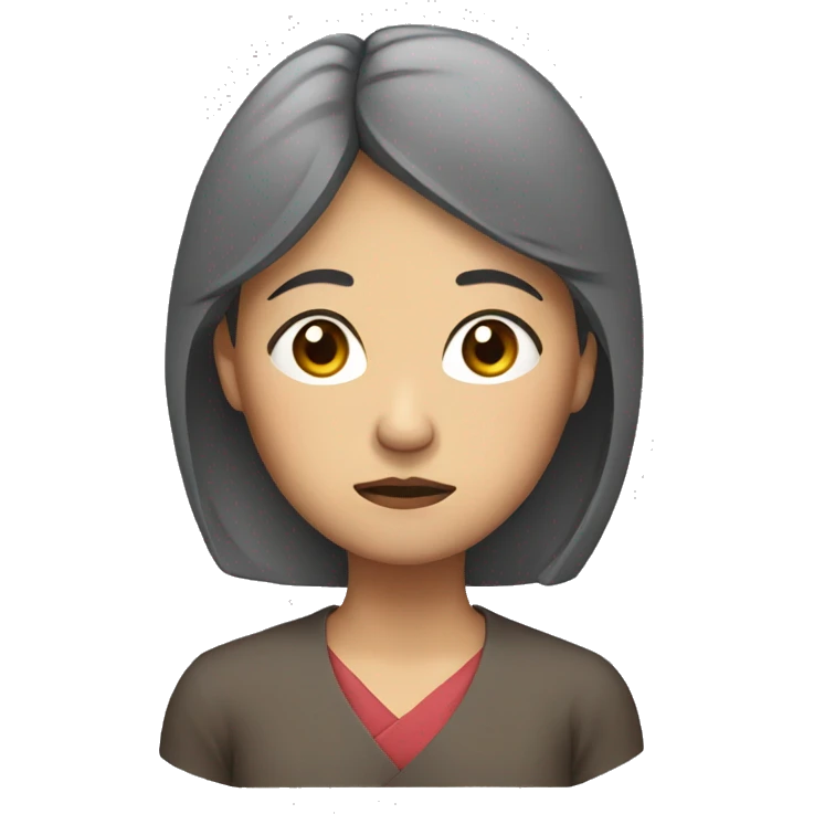 middle aged asian woman sad standing emoji