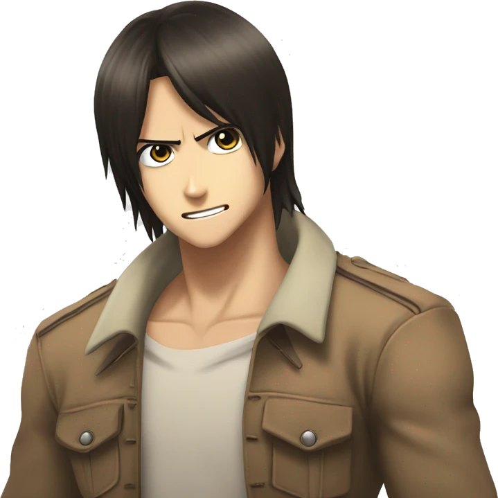 Eren Yeager with long hair from Attack on Titan emoji