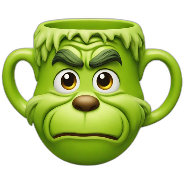 Grinch face shaped mug emoji