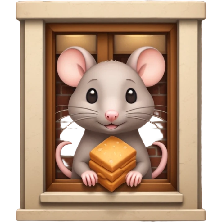 cute rat peeking out of a restaurant building emoji
