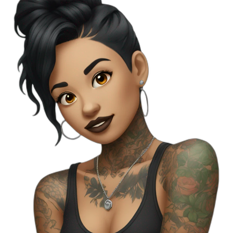 Tattooed girl black hair emoji