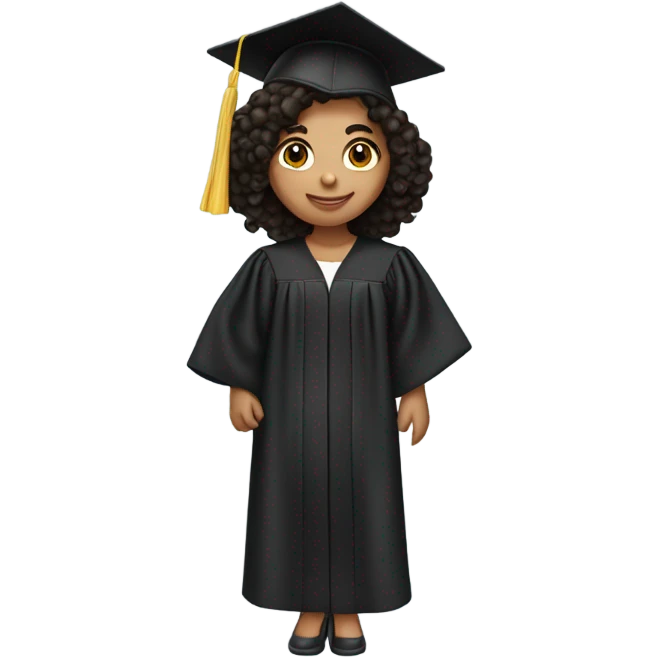 Hispanic white girl with dark curly shoulder length graduate  emoji