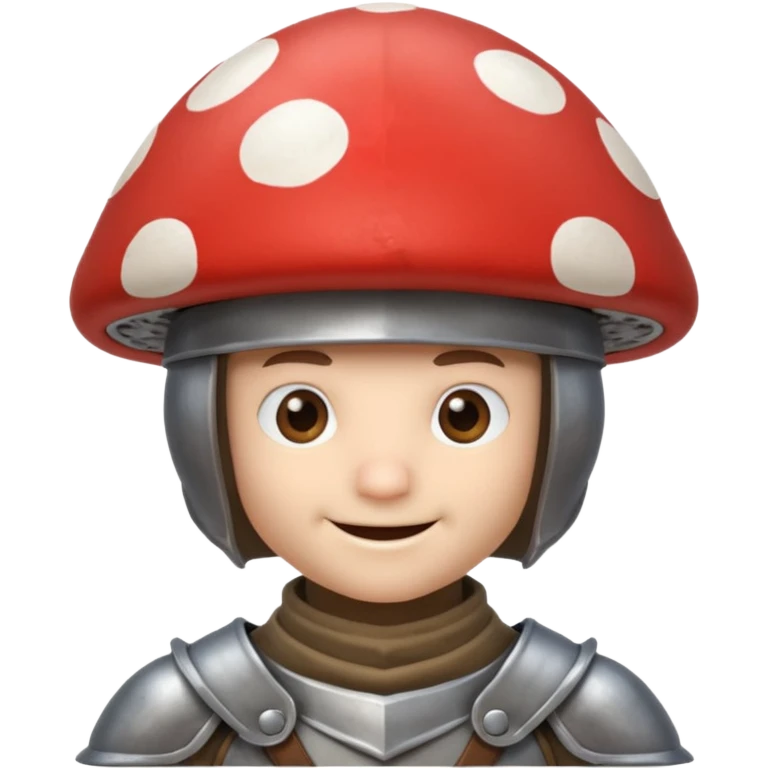 mushroom knight portrait, head and shoulders only, mushroom cap helmet, tiny armor collar, heroic smile, fantasy vibe, 3D cartoon, mobile game icon style, clean background, no text, no watermark
 
 emoji