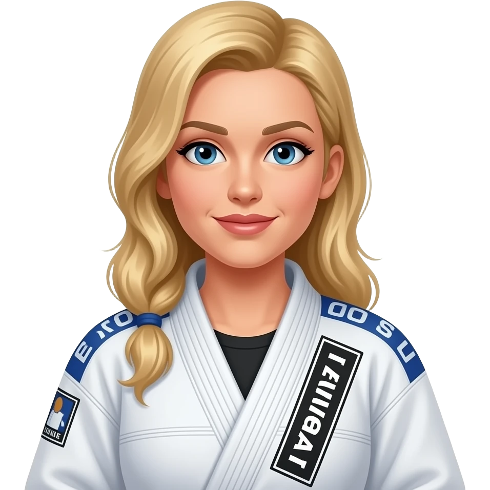 Sexy blonde woman wearing BJJ gi emoji