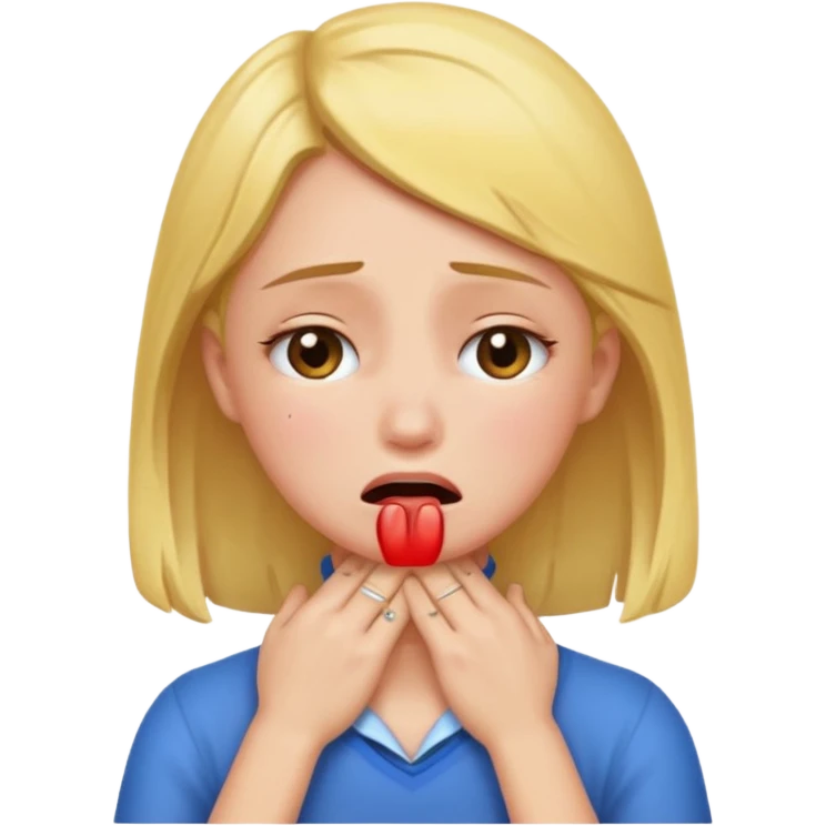 Girl crying with hands in her neck emoji