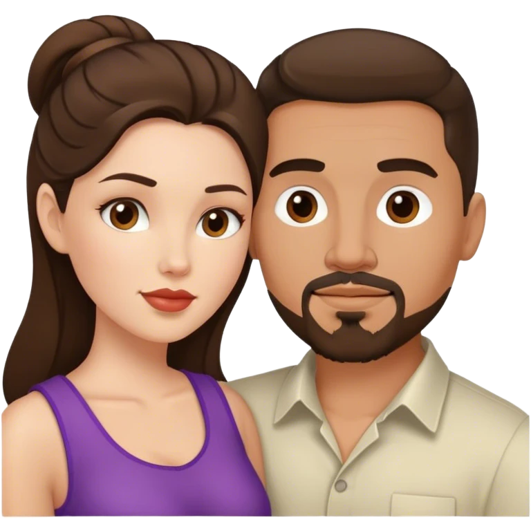 Intimate sfw between white brunette and Latino with goatee lover emoji
