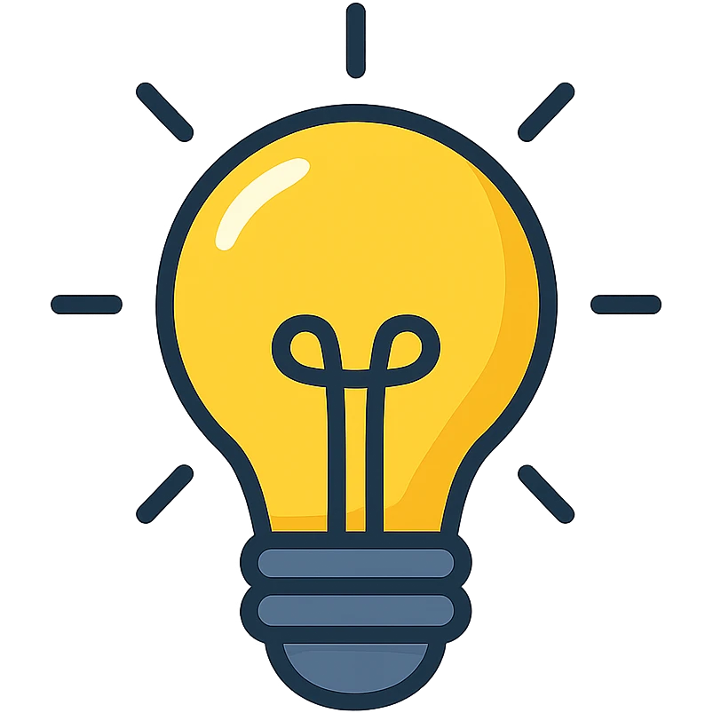 yellow lightbulb icon with glowing effect, black outline, modern color icon style emoji