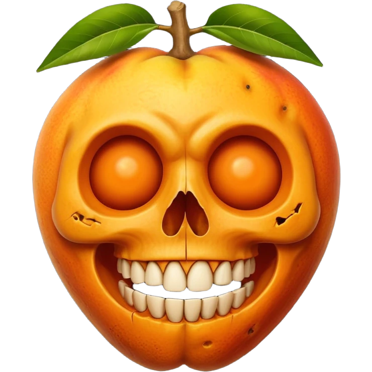 mango skull with a big smile emoji
