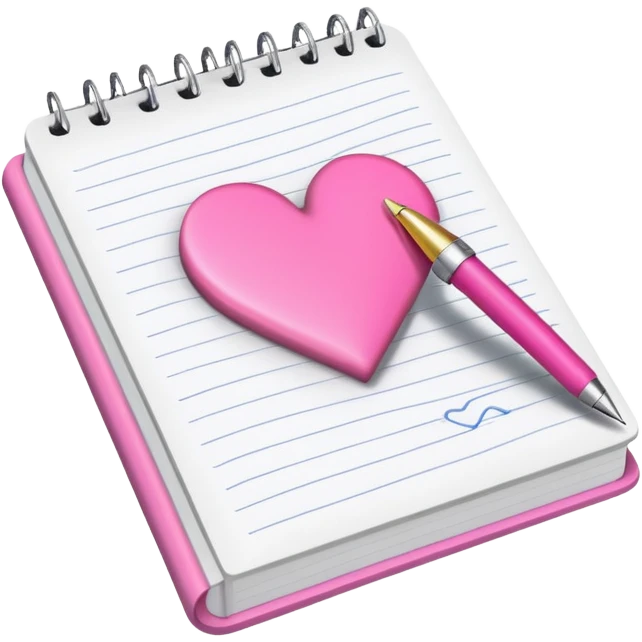 a hand writing a heart with a pink pen in a notebook emoji