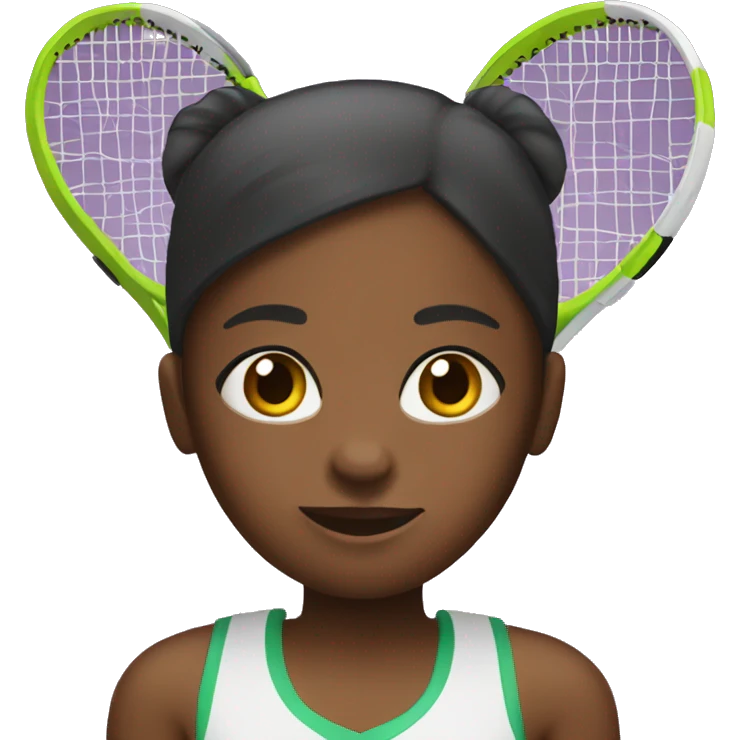  black girl emoji who has a tennis raquet and netball emoji