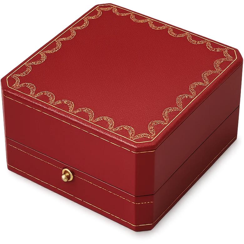 cartier red box, classic jewelry packaging, elegant, luxury, minimal, no text emoji