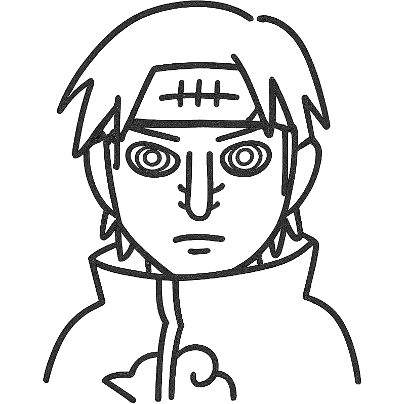 Nagato character as a line art icon, only black outlines, no fill, very simplified emoji