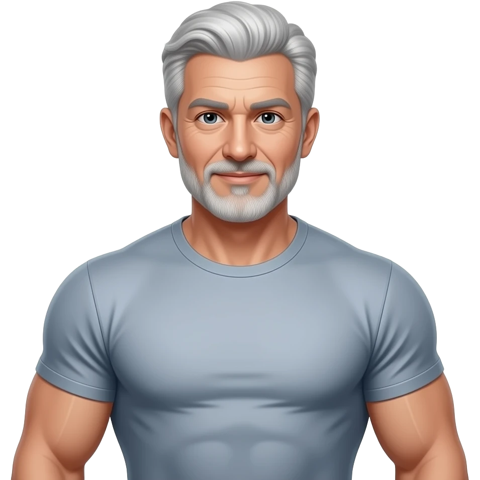 Sexy gray haired older daddy muscular tight shirt emoji